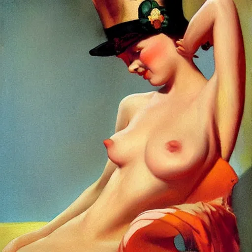 Prompt: painting by vargas, rolf armstrong