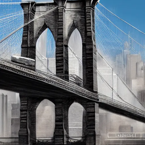 Prompt: Brooklyn Bridge destroyed for centuries, trending on artstation, 4k