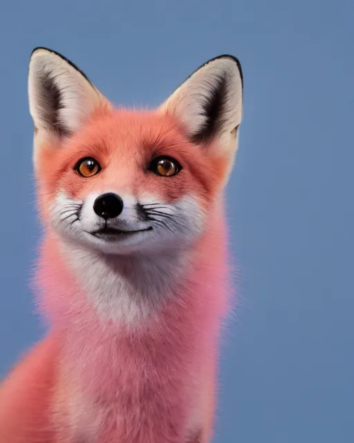 Image similar to pink fox, portrait, blue background, 8 k, 8 5 mm f 1. 8