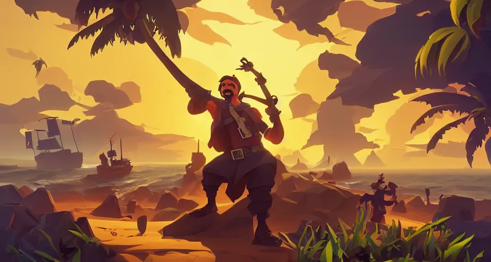 Image similar to pixel art, painting treasure on sea of thieves game smooth median photoshop filter cutout vector, behance hd by jesper ejsing, by rhads, makoto shinkai and lois van baarle, ilya kuvshinov, rossdraws global illumination