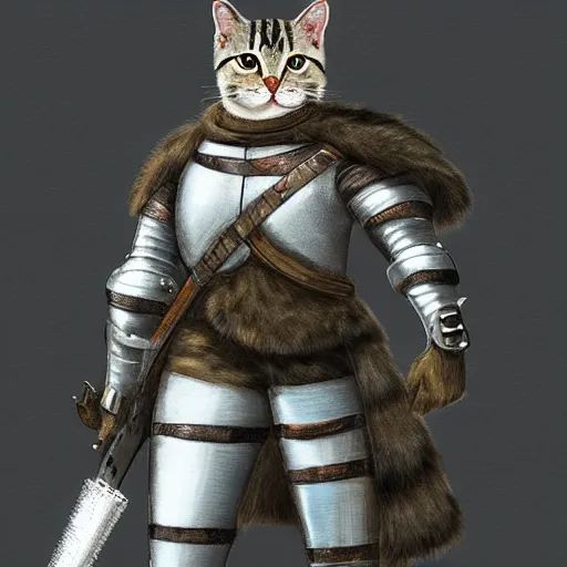 Prompt: a soldier knight cat, realistic