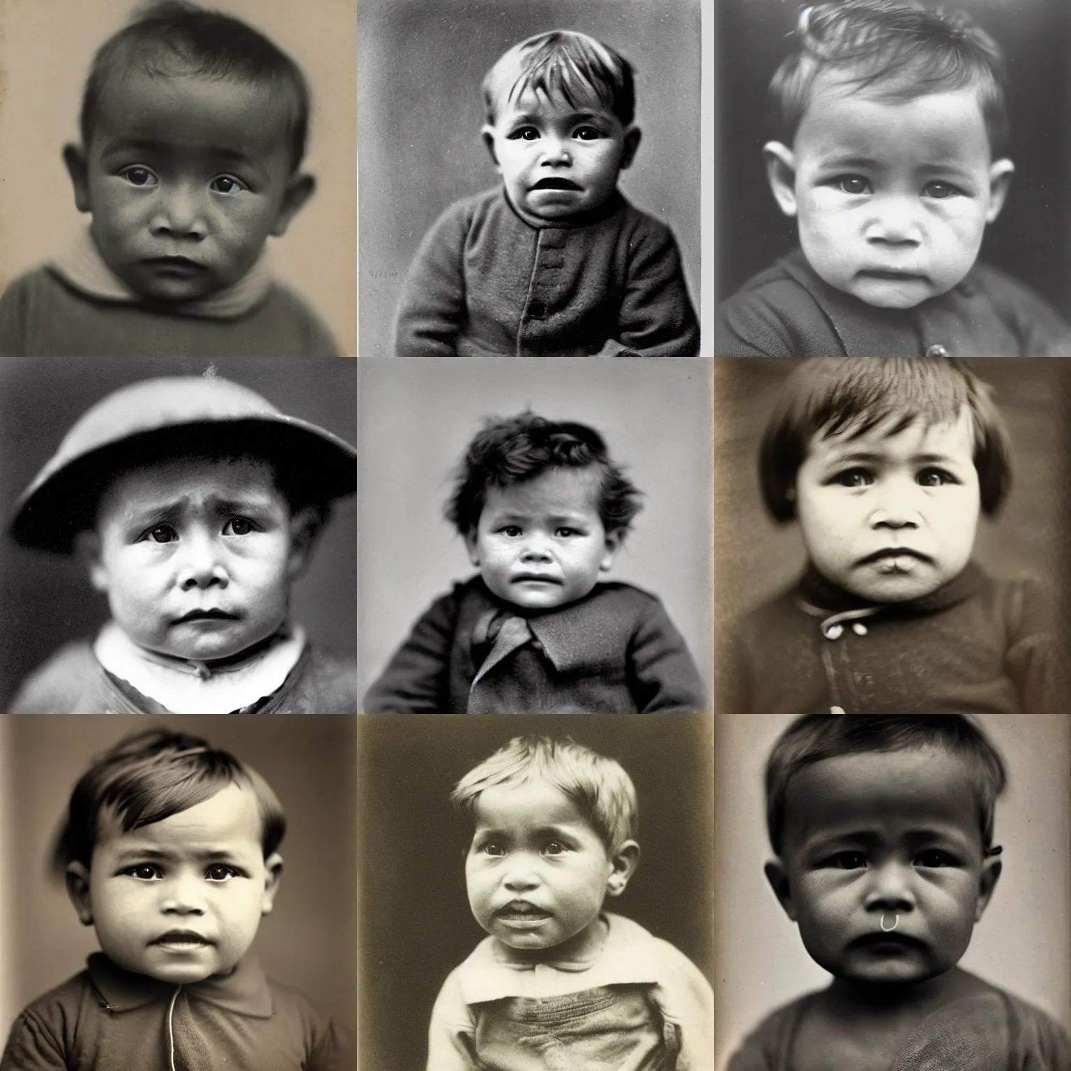 Prompt: facial portrait of a 1 year old boy, 1 9 0 5, photographed by stephen mccurry, national geograph