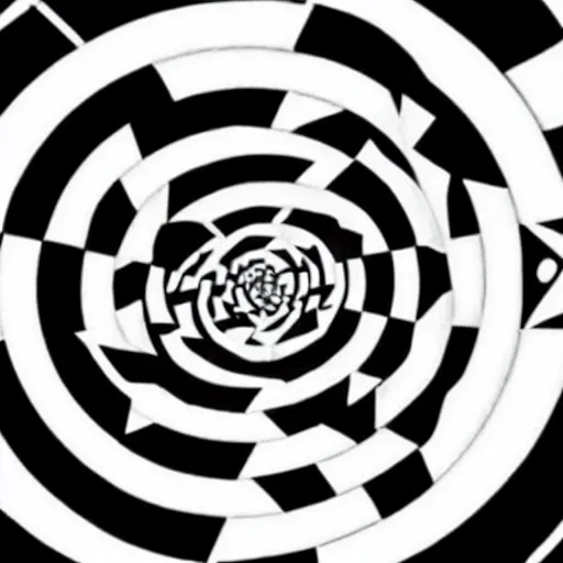 Image similar to optical illusion, circles, squares, lines, black and white, illusion, subliminal, secret shape, hidden shape, message, illusion, visuals, clear