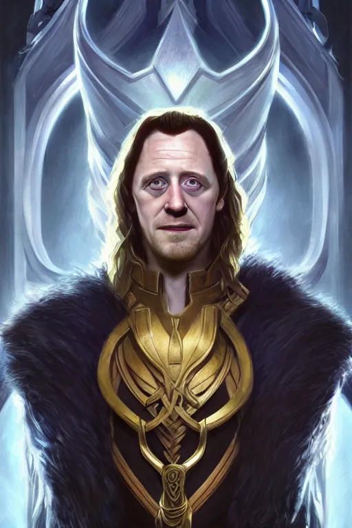 Image similar to Boris Johnson as Loki from Asgard, realistic portrait, symmetrical, highly detailed, digital painting, artstation, concept art, smooth, sharp focus, illustration, cinematic lighting, art by artgerm and greg rutkowski and alphonse mucha