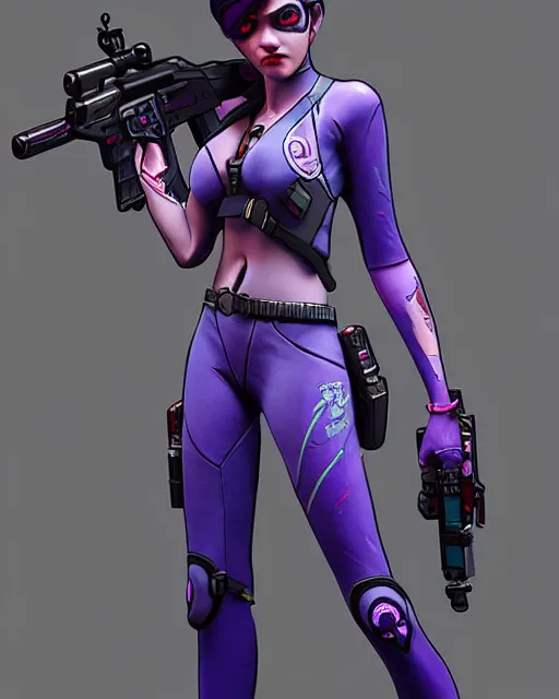 Image similar to widowmaker from overwatch, intricate details, highly detailed, in the style of gta 5 game cover art