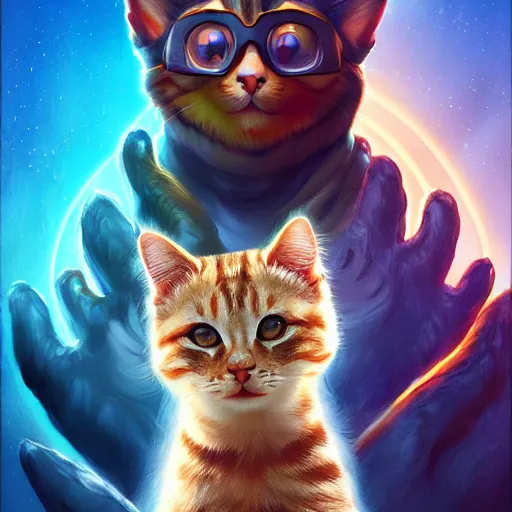 Prompt: a movie poster about cat save the world, oil painting, concept art, artstation, cinematic, highly detailed, 4 k, by artgerm