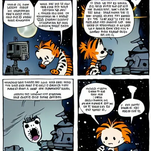 Image similar to calvin and hobbes in the star wars universe