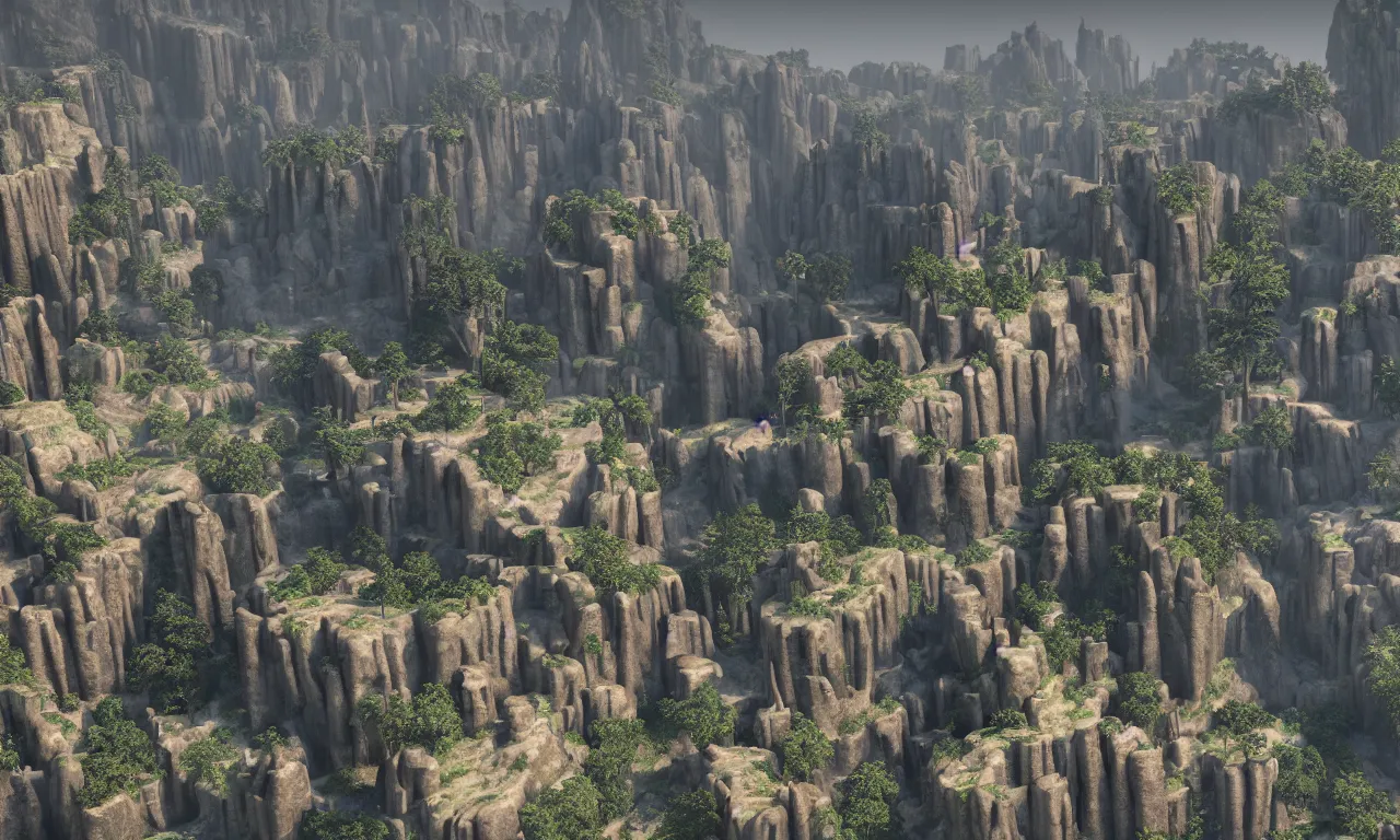 Image similar to a great city carved into the side of a mountain, photorealistic, ultra realistic landscape, 8 k, octane render, unreal engine 5