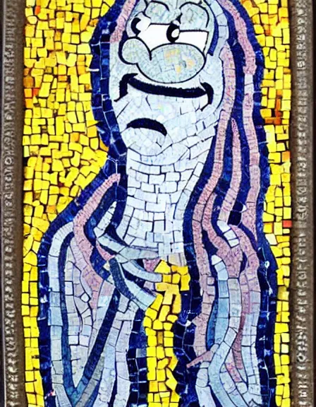 Prompt: A mosaic of Squidward Tentacles as a saint