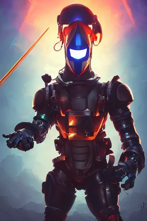 Image similar to epic mask helmet robot ninja portrait stylized as fornite style game design fanart by concept artist gervasio canda, behance hd by jesper ejsing, by rhads, makoto shinkai and lois van baarle, ilya kuvshinov, rossdraws global illumination radiating a glowing aura global illumination ray tracing hdr render in unreal engine 5