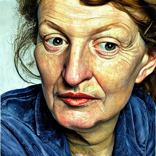 Image similar to high quality high detail painting by lucian freud, hd, pretty charismatic woman, photorealistic lighting