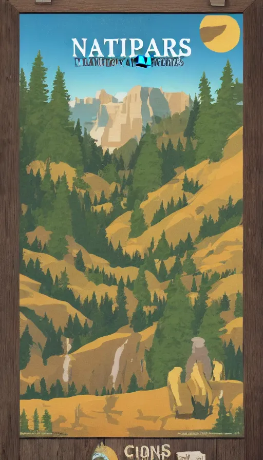 Prompt: a national parks poster for a place that doesn't exist