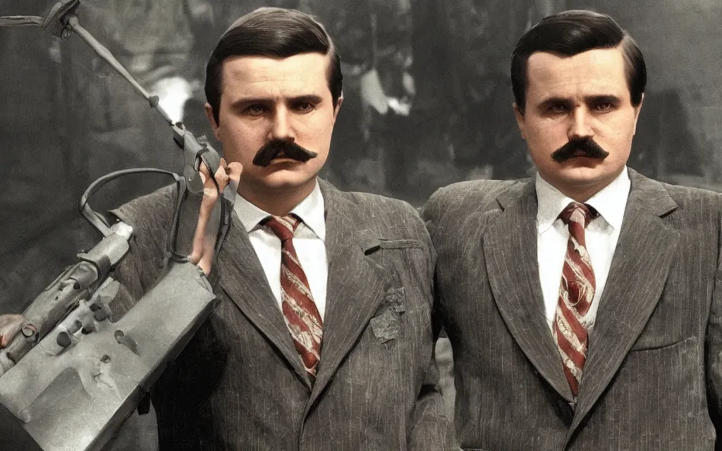 Prompt: young Lech Wałęsa as a shady main character in a bethesda game,