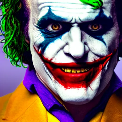 Image similar to cinematic shot of the joker with down syndrome, 8 k, very intricate, very detailed, inspiring,