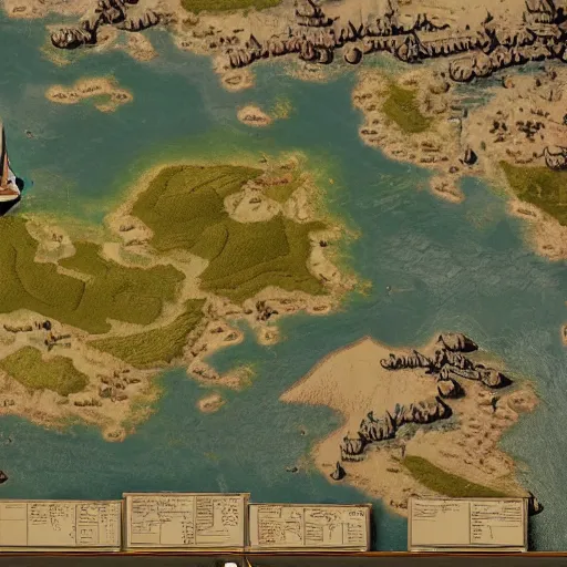 Prompt: highly detailed, satellite image, game map, casual game, anno 1602, landscape