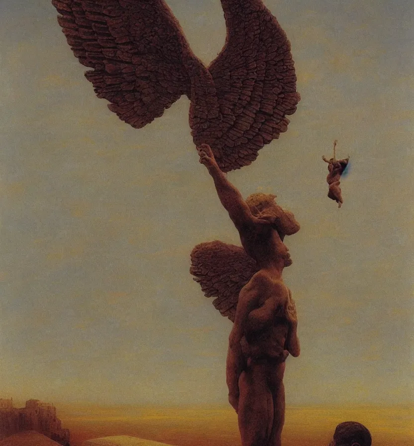 Prompt: Chiquito de la calzada with the wings of an angel, beksinski