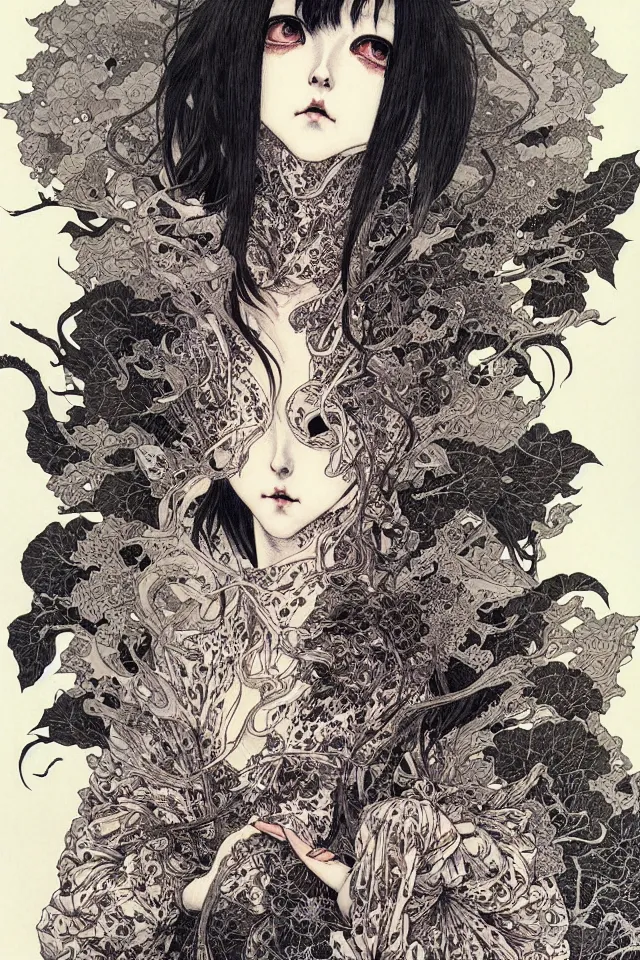 Prompt: Portrait painted in Superflat style drawn by Vania Zouravliov and Takato Yamamoto, inspired by Fables, intricate acrylic gouache painting, high detail, sharp high detail, manga and anime 1980