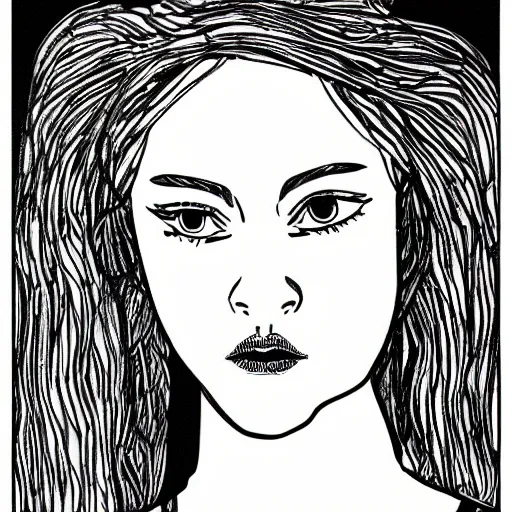 Prompt: female portrait one line art