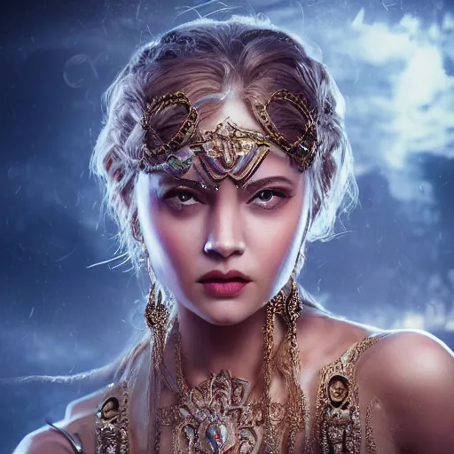 Image similar to wonderful princess of chains with fair skin, ornate 8 k gorgeous intricate detailed, accent lighting, dramatic light, octane render, framed