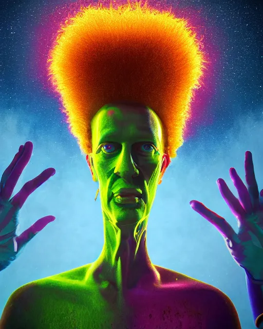 Prompt: portrait ultra dimensional sideshow bob entity, accidentally tripping on dmt and acid, psychedelic experience, overwhelming psychosis of self realization and burning awakening, ultra high definition, unreal engine 5, hyperrealism, masterpiece composition, by casey weldon, barclay shaw 8 k photorealistic