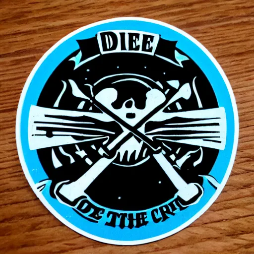 Prompt: die cut sticker, you are a crew member of the future king of the pirates