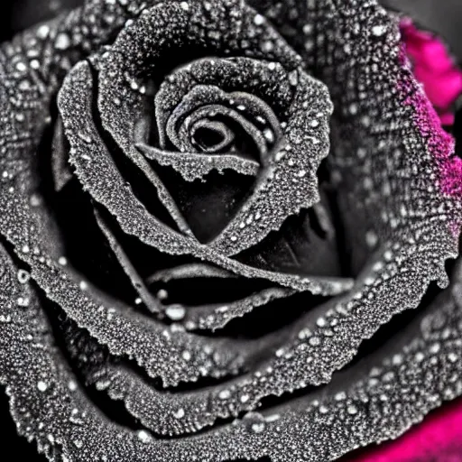 Prompt: award - winning macro of a beautiful black rose made of molten magma, inner glow, hyper - realistic!!!