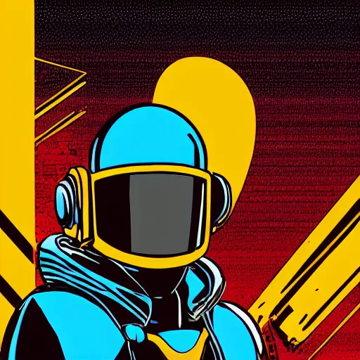 Image similar to shovel knight as daft punk, Aaron Campbell behance, synthwave background,4k, colorful, digital art