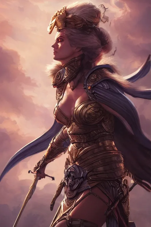 Image similar to amazon valkyrie athena, d & d, fantasy, portrait, highly detailed, headshot, digital painting, trending on artstation, concept art, sharp focus, illustration, art by artgerm and greg rutkowski and magali villeneuve