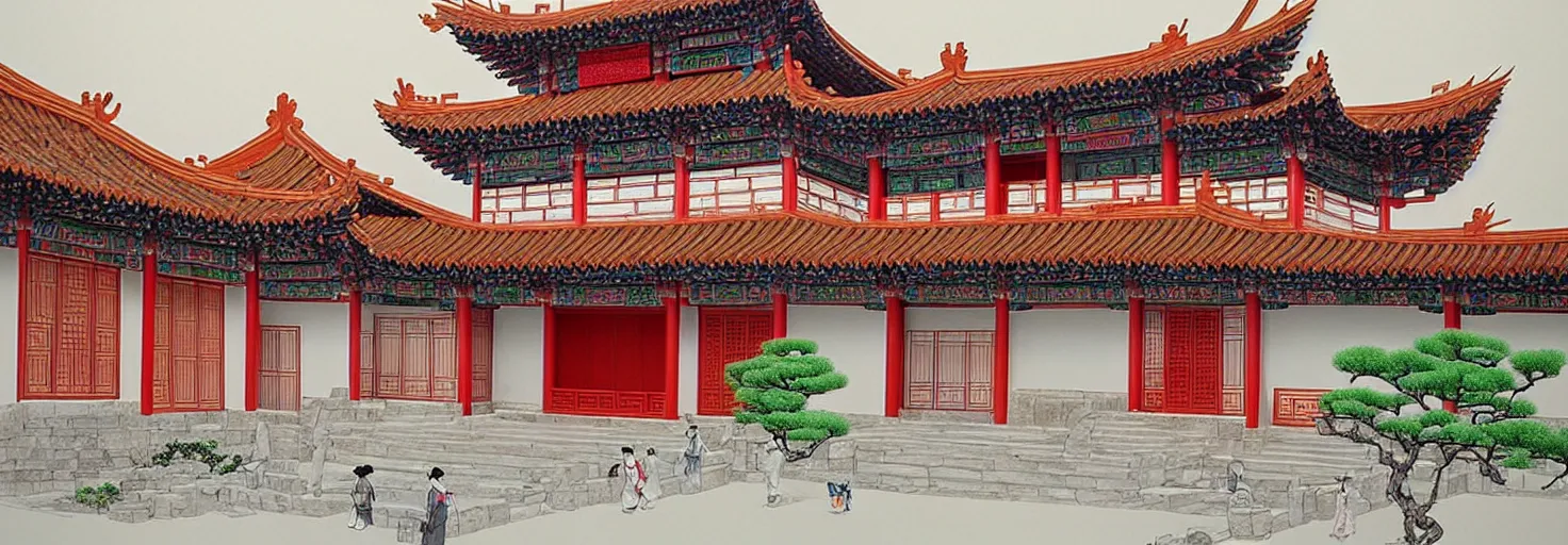 Prompt: traditional chinese architecture ， neo - expressionism style ， - h 7 0 4