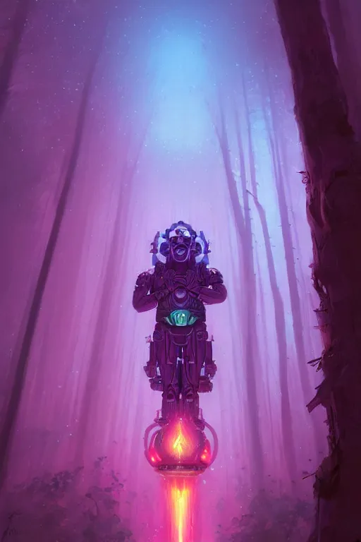 Image similar to Portrait of Galactus in neon forest, digital art from artstation by Andreas Rocha and Greg Rutkowski and Peter Mohrbacher