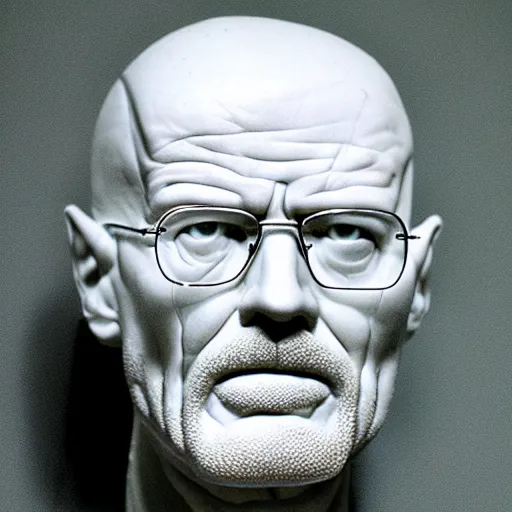 Image similar to a marble sculpture of walter white by michelangelo