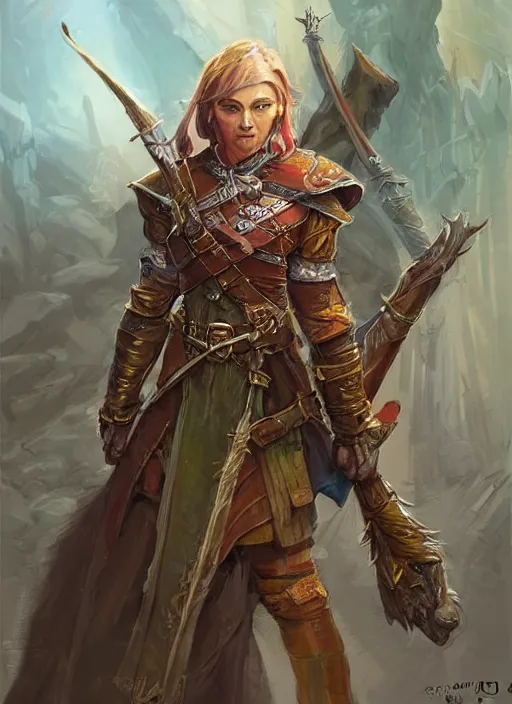 Image similar to town guard, ultra detailed fantasy, dndbeyond, bright, colourful, realistic, dnd character portrait, full body, pathfinder, pinterest, art by ralph horsley, dnd, rpg, lotr game design fanart by concept art, behance hd, artstation, deviantart, hdr render in unreal engine 5