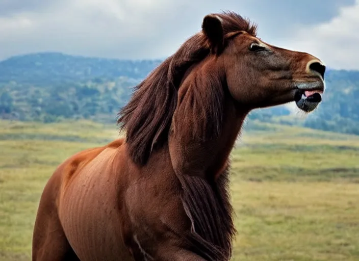 Prompt: a horse with a lions body