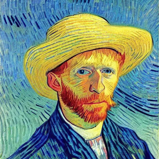 Prompt: a portrait of boris johnson earing a straw hat in a scenic environment by van gogh