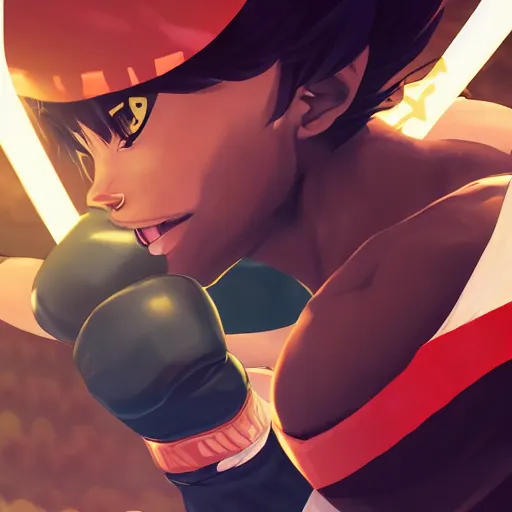 Image similar to anime key visual of anthro anubis as a boxer in a boxing ring, strong spotlights, 4 k, trending on artstation, smooth and sharp focus, illustration, digital painting, art by sakimichan and artgerm and wlop