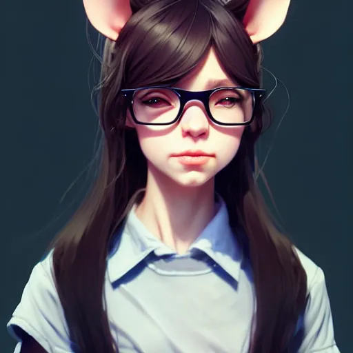 Image similar to character design portrait of an anthropomorphic furry rat girl with rat ears and a tail, 4 k, concept art, by wlop, ilya kuvshinov, artgerm, krenz cushart, pixiv.