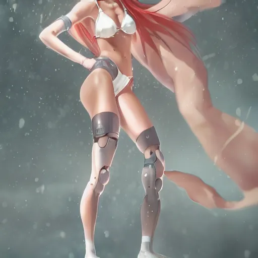 Prompt: a very beautiful young mature anime mark zuckerberg, full body, joyful smile, human emotions, robotic body, bikini, miniskirt, highly detailed, cinematic wallpaper by stanley artgerm lau