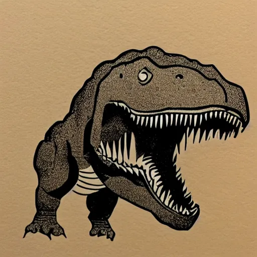 Image similar to linocut of a t - rex