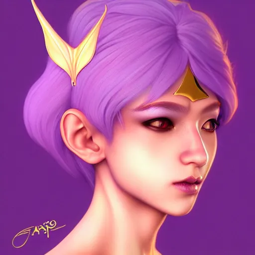 Prompt: fairy prince, gold on purple, by artgerm and eko nugroho, trending on artstation