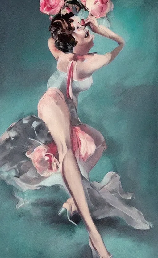 Prompt: beautiful pin up art of Sarah Chalk, tasteful, beautiful composition