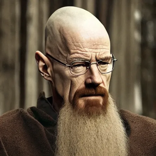 Prompt: Walter White dressed like Saruman the White