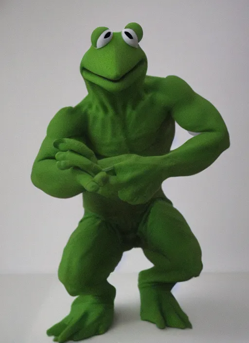 Image similar to Kermit the frog dressed as hulk”, detailed