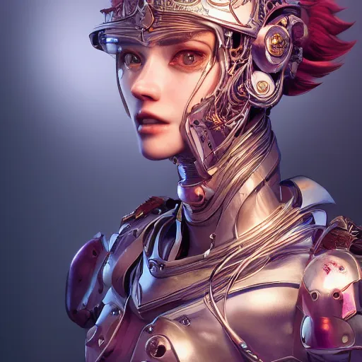 Image similar to studio portrait of lawful good colorful female holy mecha paladin absurdly beautiful, elegant, young sensual graceful woman, ultrafine hyperrealistic detailed face illustration by kim jung gi, irakli nadar, intricate linework, sharp focus, bright colors, matte, octopath traveler, final fantasy, unreal engine highly rendered, global illumination, radiant light, intricate environment