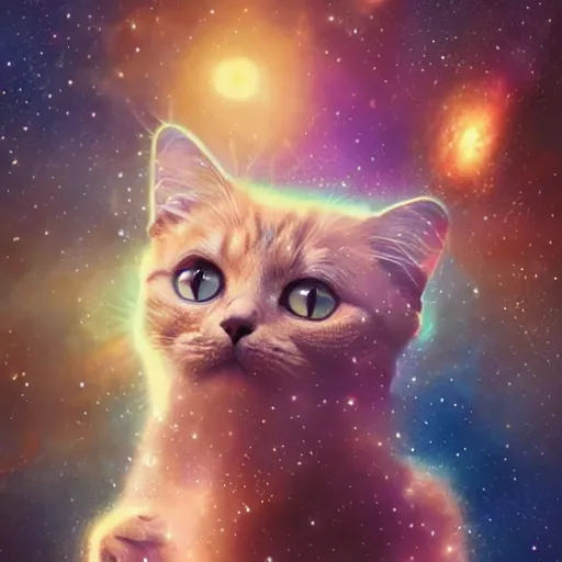 Image similar to cute cat merging with the galaxy by ross tran