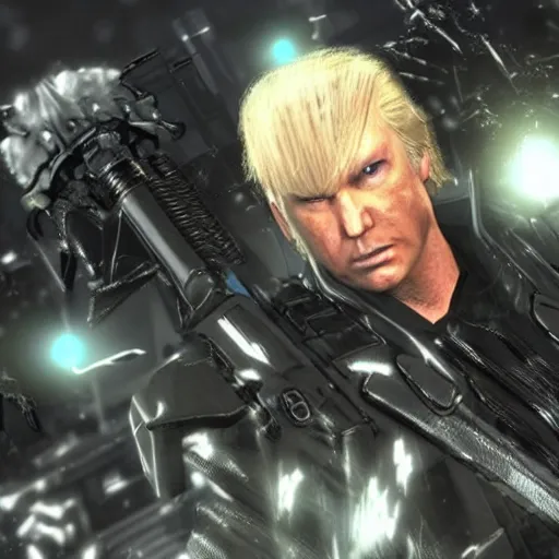 Image similar to donald trump in Metal Gear Rising: Revengeance