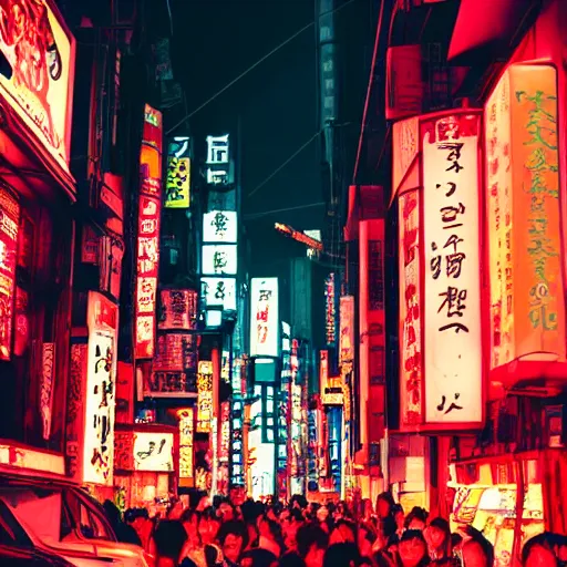 Image similar to futuristic tokyo crowded night street with neon signs by giorgio vasari, renaissance art, the animatrix, atmospheric, cinematic composition, 8 k, cyberpunk lighting