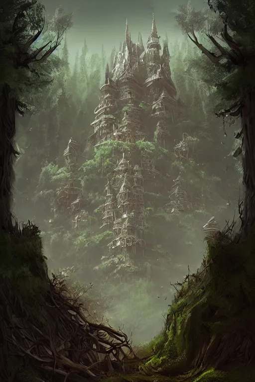 Image similar to !dream Forest Temple ,Castle, fortress Artstation