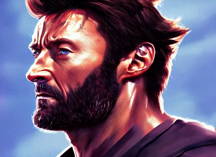 Image similar to portrait of Hugh Jackman as Wolverine, cinematic lighting, BACKLIGHTING, artstation