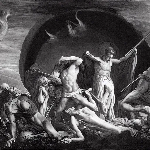 Prompt: Dante's First Circle of Hell: Limbo, in the style of Thomas Cole