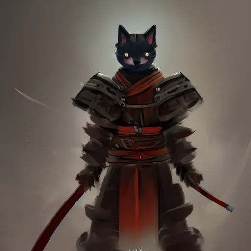 Image similar to cat samurai concept art, digital painting, trending on artstation, highly detailed, epic composition, 8 k uhd